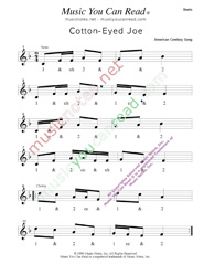 Click to enlarge: "Cotton-Eyed Joe," Beats Format