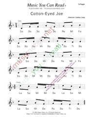 Click to Enlarge: "Cotton-Eyed Joe," Solfeggio Format