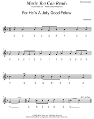 Click to Enlarge: "For He's Jolly Good Fellow," Pitch Number Format
