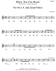 Click to Enlarge: "For He's Jolly Good Fellow," Solfeggio Format