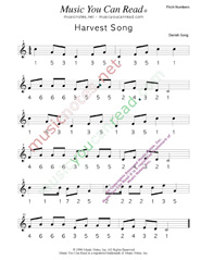 Click to Enlarge: "Harvest Song," Pitch Number Format