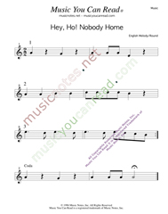 "Hey, Ho! Nobody Home," Music Format