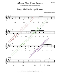 Click to Enlarge: "Hey, Ho! Nobody Home," Rhythm Format