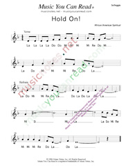 Click to Enlarge: "Hold On!," Solfeggio Format