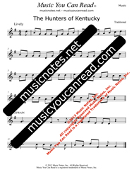"The Hunters of Kentucky" Music Format