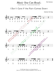 Click to Enlarge: "I Don't Care if the Rain Comes Down," Pitch Number Format