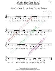 Click to Enlarge: "I Don't Care if the Rain Comes Down," Solfeggio Format