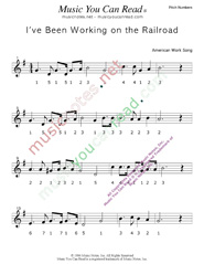 Click to Enlarge: "I've Been Working on the Railroad," Pitch Number Format