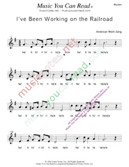 Click to Enlarge: "I've Been Working on the Railroad," Rhythm Format