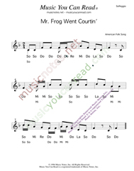 Click to Enlarge: "Mr. Frog Went Courtin'," Solfeggio Format