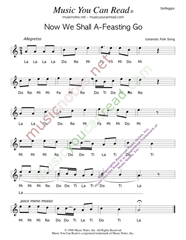 Click to Enlarge: "Now We Shall A-Feasting Go," Solfeggio Format