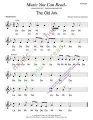 Click to Enlarge: "The Old Ark," Solfeggio Format