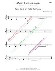 "On Top of Old Smoky," Music Format