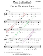 Click to Enlarge: "Pay Me My Money Down," Pitch Number Format