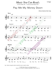 Click to Enlarge: "Pay Me My Money Down," Solfeggio Format