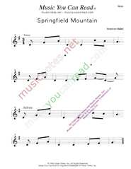 "Springfield Mountain," Music Format