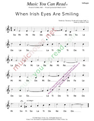 Click to Enlarge: "When Irish Eyes Are Smiling," Solfeggio Format
