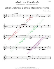"When Johnny Comes Marching Home," Music Format