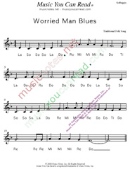 Click to Enlarge: "Worried Man Blues," Solfeggio Format
