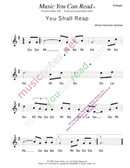 Click to Enlarge: "You Shall Reap," Solfeggio Format
