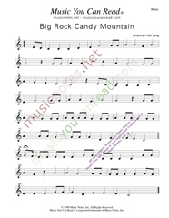 "Big Rock Candy Mountain," Music Format