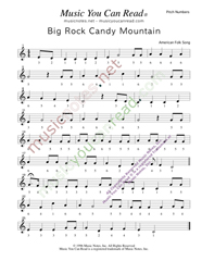 Click to Enlarge: "Big Rock Candy Mountain," Pitch Number Format