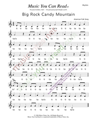 Click to Enlarge: "Big Rock Candy Mountain," Rhythm Format