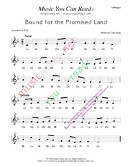 Click to Enlarge: "Bound for the Promised Land," Solfeggio Format