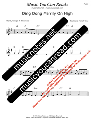 "Ding Dong Merrily On High" Music Format