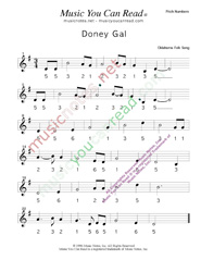 Click to Enlarge: "Doney Gal," Pitch Number Format