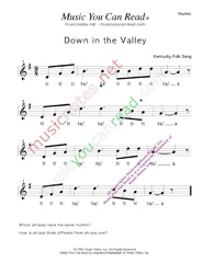 Click to Enlarge: "Down in the Valley," Rhythm Format