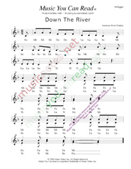 Click to Enlarge: "Down the River," Solfeggio Format