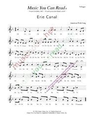Click to Enlarge: "Erie Canal," Solfeggio Format