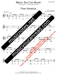 Click to Enlarge: "Free America" Letter Names Format