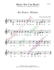 Click to Enlarge: "Go Down, Moses," Solfeggio Format