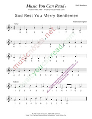 Click to Enlarge: "God Rest You Merry Gentlemen," Pitch Number Format