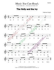 Click to Enlarge: "The Holly and the Ivy," Rhythm Format
