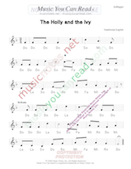 Click to Enlarge: "The Holly and the Ivy," Solfeggio Format