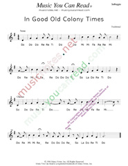 Click to Enlarge: "In Good Old Colony Times," Solfeggio Format