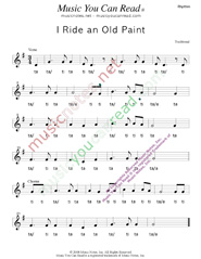 Click to Enlarge: "I Ride an Old Paint," Rhythm Format