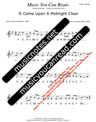 Click to Enlarge: "It Came Upon A Midnight Clear" Letter Names Format