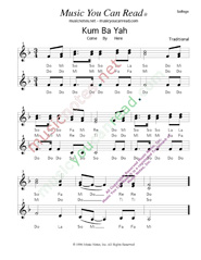 Click to Enlarge: "Kum Ba Yah," Solfeggio Format