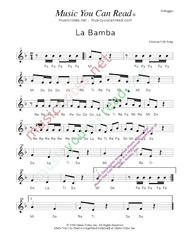 Click to Enlarge: "La Bamba," Solfeggio Format