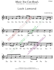 Click to Enlarge: "Loch Lomond," Solfeggio Format
