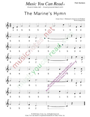 Click to Enlarge: "The Marine's Hymn," Pitch Number Format
