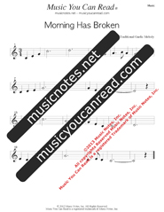 Click to enlarge: Morning Has Broken Music Format