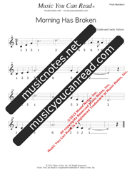 Click to Enlarge: Morning Has Broken Pitch Number Format