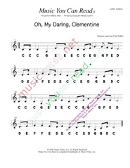 Oh My Darling Clementine Western American Us Folk Balad John M Neale Lyrics In A Cavern By A Canyon Excavating For A Mine Music Notes Inc Music You Can Read Kodaly Orff