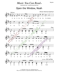 Click to Enlarge: "Open the Window, Noah," Rhythm Format