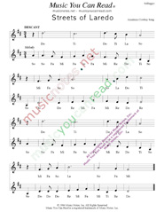 Click to Enlarge: "Streets of Laredo," Solfeggio Format